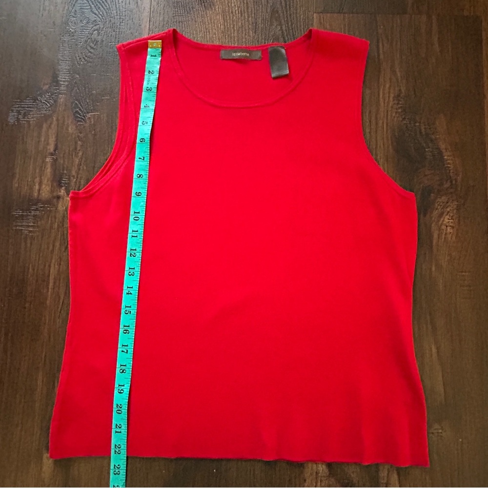Liz Claiborne Red Silk Blend Sweater Set Cardigan Tank Size L - Picture 10 of 11